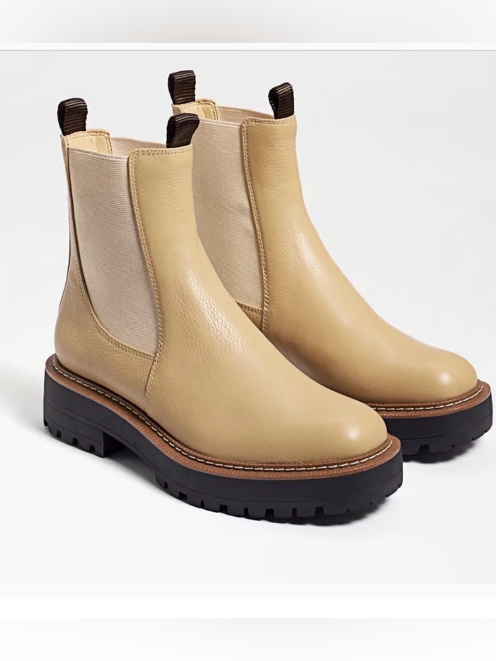 Sam Edelman Laguna Chelsea Boots Women’s 8 Sesame Leather Waterproof NWOB